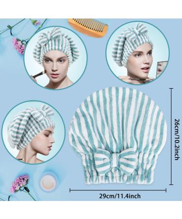 2-Pack Microfiber Hair Towel Caps with Bow-Knot for Fast Drying - Blue, Gray, and White - Soft & Absorbent Hair Drying Caps for Women - Buy Online on GoSupps.com