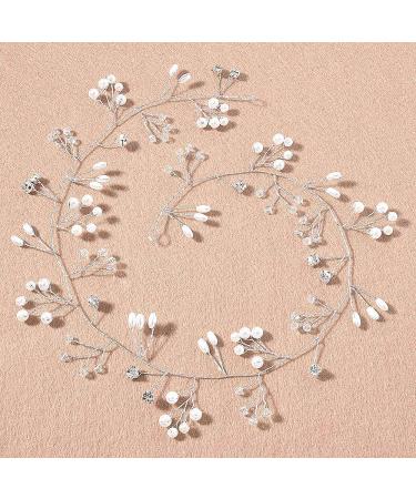 Elegant Bridal Pearls Headband - Silver Rhinestone Hair Accessories for Weddings Prom & Bridesmaids - Buy Online on GoSupps.com