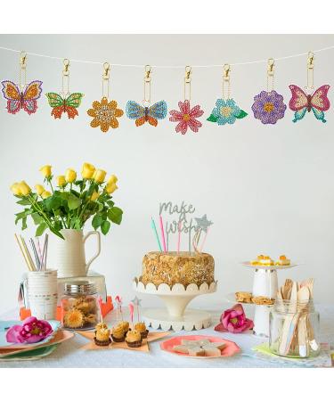 20pcs Butterfly and Flower DIY Diamond Keychain Decoration Kit - Cute 5D Handmade Ornaments Craft for Kids - Buy Online on GoSupps.com