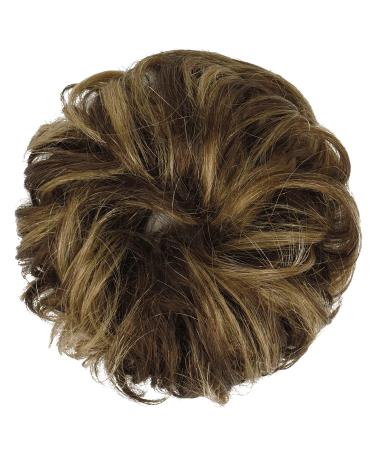 FESHFEN 100% Human Hair Messy Bun - Curly Hair Scrunchie Updo Extension 4P27# Brown Mixed Blonde - Buy Online on GoSupps.com
