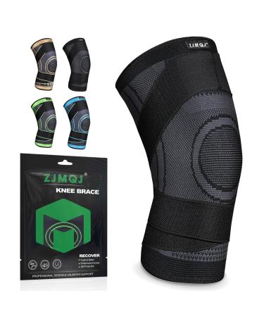 Knee Sleeve knee Support for women and men with Removable Adjustable Straps Premium Knee Compression Sleeve and Knee Brace for Arthritis Pain Running Cross Training Large Black