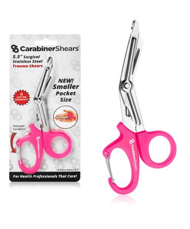 Trauma Shears with Carabiner - Stainless Steel Bandage Scissors for Surgical  EMT  EMS  Medical  Nursing  and Veterinary Use  First Aid Supplies and Accessories  5.5-inch  Pink