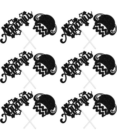 12Pcs Aquarius Cupcake Topper Big Aquarius Energy/Capricorn Season 12 Constellation January/Febuary Birthday Cupcake Decoration Horoscope Astrology Birthday Party Supplies Black Glitter - Buy Online on GoSupps.com