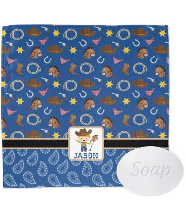 YouCustomizeIt Personalized Blue Western Washcloth