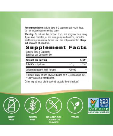 Nature's Way Goldenseal Herb 700 mg - 100 Capsules - Premium Herbal Supplement - Buy Online on GoSupps.com