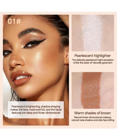 Cream Bronzer Stick Cream Bronzer and Contour Stick 2 in 1 Long Lasting and Waterproof Double Head Contour Stick with Brush (#1) - Buy Online on GoSupps.com
