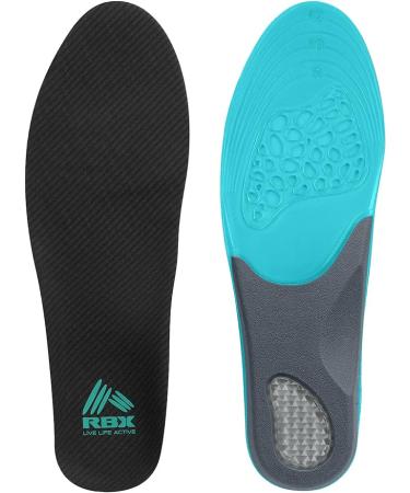 RBX Soothing Comfort Plantar Gel Orthotic Insoles, Full Length (Men, 8-12, Mint)