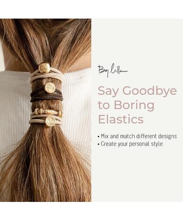 By Lilla Downtown Mini Stack Hair Ties and Bracelets Set - Set of 5 No Crease Hair Ties for Women - Black/Gold/Nude/Brown - Buy Online on GoSupps.com