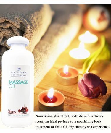Cherry Massage Oil - Relaxing Joint Pain Relief & Moisturizing Skin Care | Grape Seed Sesame & Almond Oils | 500ml Sensual Body Massage - Buy Online on GoSupps.com