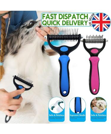 EMK Sports Professional Pet Dog Cat Comb Brush Grooming Undercoat Rake Comb Dematting Tool (BIG BLUE) - Buy Online on GoSupps.com