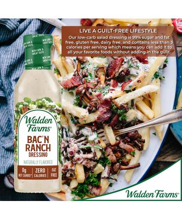 Walden Farms Bacon Ranch Dressing 12 oz - Sugar Free, 0g Net Carbs, 2 Pack 12 Fl Oz - Buy Online on GoSupps.com