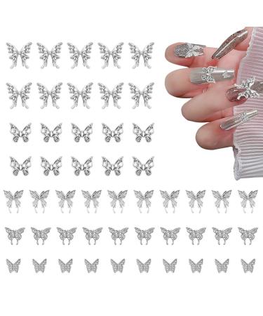 Disorder 50 pieces nail charms butterfly decoration for nails silver decoration for nails 3d nails accessories butterfly nails charms diy nail art designs jewelry production - Buy Online on GoSupps.com