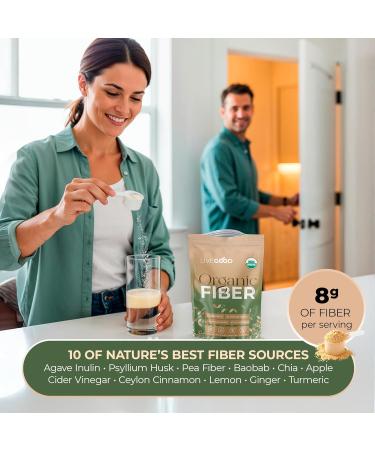 LIVEGOOD Organic Fiber Powder with Agave Inulin Psyllium Husk Pea Fiber 10 Plant-Based Sources for Digestion Detox Gut Support and Daily Wellness Organic Fiber Supplement (30 Servings) - Buy Online on GoSupps.com
