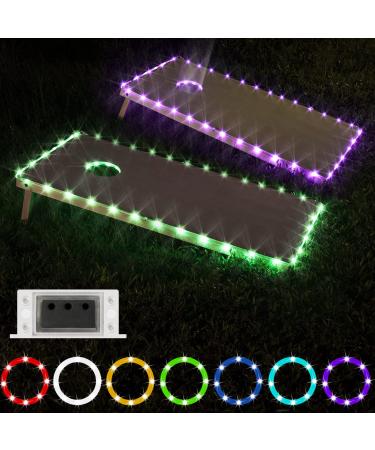 Sensor VersionLED Cornhole Lights, Score Sensing Reactive Lights, Light Up Action LED Cornhole Board Edge and Ring Lights, 7 Color Change, a Cool Addition for Playing Cornhole game at night,2 set