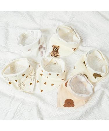 Vicloon 6 Pieces Baby Triangle Bibs - 2-in-1 Muslin & Terry Neck Towels Adjustable Waterproof Snap Bibs for Kids - Unisex Multicolored - Buy Online on GoSupps.com