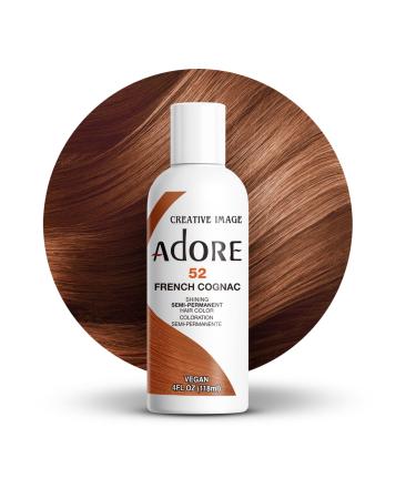 Adore Semi Permanent Hair Color - Vegan and Cruelty-Free Hair Dye - 4 Fl Oz - 052 French Cognac (Pack of 1) 052 French Cognac 4 Fl Oz (Pack of 1)