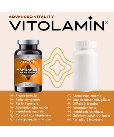 MANGANESE VITOLAMIN 365 Vegetarian Tablets 1 per day | Strengthens connective tissue and strengthens bones. 100% purity - Buy Online on GoSupps.com