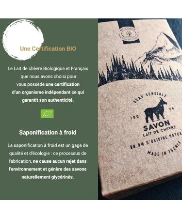 Organic fresh goat's milk soap - Made in France - Ultra sensitive skin such as eczema psoriasis or acne - 100g - Buy Online on GoSupps.com