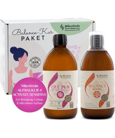 Microveda Advanced Cure Set - 2x0.5L Vegan Microbiotic Ferment Drink in Glass Bottles | Activate Sensitive & Balance - Buy Online on GoSupps.com