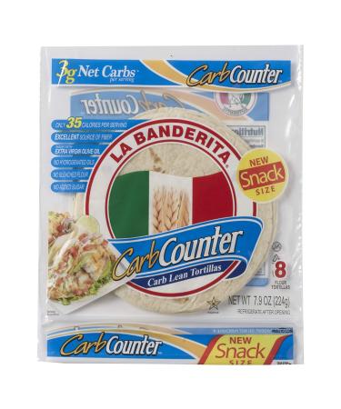 La Banderita Carb Counter Snack | Keto Friendly | 5.5" Flour Tortillas | Low Carb | 8 Count 7.9oz.| 4 Pack Case.