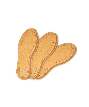 3 Pair Pack Shoe Insoles Made of Vegetable Tanned Sheepskin Leather and Natural Cork Elegant and Comfortable Kaps Pecari Cork Set (36 EUR / 5 US Women)