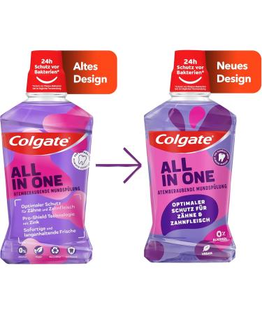 Colgate Mouthwash All in One 500ml - Antibacterial Oral Care for Freshness & Caries Protection - Alcohol-Free - Buy Online on GoSupps.com