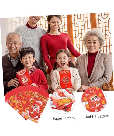 TEHAUX 24pcs 2023 Year of The Rabbit Red Packets Spring Festival Gift Bag 2023 Chinese Red Envelope Party New Wedding Decorations for Ceremony Traditional Red Pocket Coin Paper Unique 4X Assorted Color 4 17X9CM - Buy Online on GoSupps.com