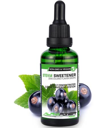 Alphapower Food |Stevia sugar -free flavor drops black currant |100% natural liquid aroma + sugar substitute for water muesli desserts smoothies natural black currant aroma 50.00 ml