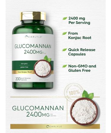 Glucomannan Capsules 200 Count | Soluble Fiber Pills | Non-GMO Gluten Free Supplement by Carlyle - Buy Online on GoSupps.com