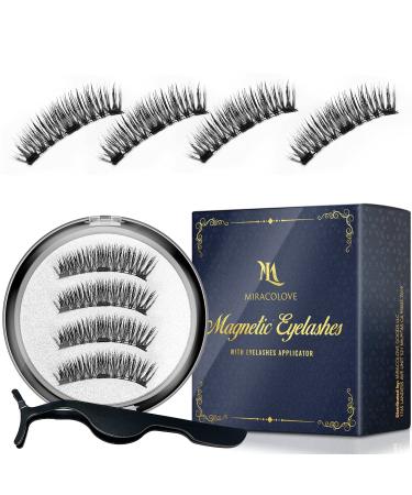 Upgrade Triple Magnetic Eyelashes  Segmented False Eyelashes  3D Reusable Eyelashes with Applicator Kit  No Glue  Easy to Apply  Light weight  Natural Look  (8 PC with Tweezer  1.14 inch/29 mm)