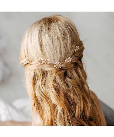 AW BRIDAL Wedding Hair Pins - 6 Pcs Gold Flower Hair Clips for Brides | Babys Breath Hair Pieces & Accessories - Buy Online on GoSupps.com