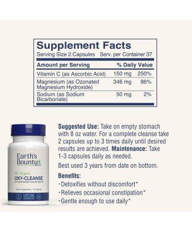 Earth's Beauty OXY-Cleanse Oxygen Colon Conditioner - 75 Capsules (1 Pack) - Buy Online on GoSupps.com