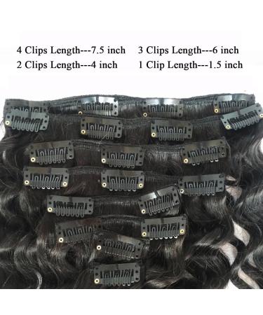 Doren Deep Curly Clip In Human Hair Extensions 24 Inch - Brazilian Remy 120g Wavy Curly Hair for Women - Natural Color, 8Pcs 20 Clips - Buy Online on GoSupps.com
