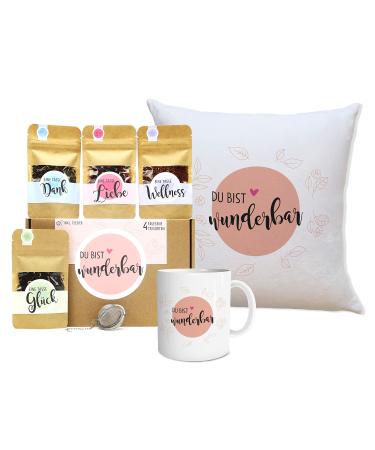OwlBook you are wonderful tea gift set with 4 different types and cup and pillow gift idea for women for Valentine's Day Christmas Tee Box with cup and pillow