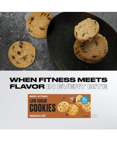 Body Attack Low Sugar Chocolate Chip Cookies - 130g | Delicious Protein Snack Aspartame-Free Made in Germany - Buy Online on GoSupps.com