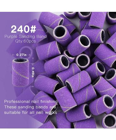 Bellehome 180pcs Nail Sanding Bands | Professional Sand Bands for Nail Drill Grit 80/150/240 | Purple Efile Sanding Bands for Acrylic Nails - Buy Online on GoSupps.com
