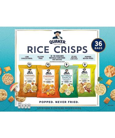 Quaker Rice Crisps Variety Pack - 36 Pack | Crunchy Snack Mix | Gluten-Free & Delicious - Buy Online on GoSupps.com