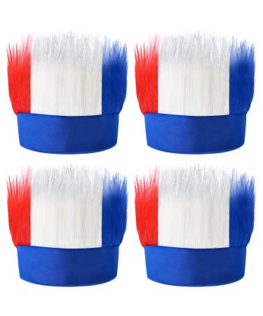 Kuscul 4 Pieces Patriotic Hairy Headbands  Red Blue White Crazy Hairy Headband for Adult for Independence Day 4th of July Head Costume Accessories