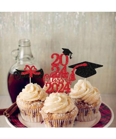 36 Pack Graduation Cupcake Toppers Glitter Class of 2024 Glitter Diploma Grad Cap Cake Decorations 2024 Graduation Cupcake Picks for 2024 Graduation Theme Party Cake Decoration Supplies Red - Buy Online on GoSupps.com