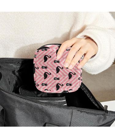 Womens Bonds Storage Pockets Stillpad Holder - Portable Period Kit Bag with Flamingo & Pineapple Design | Feminine Product Bag for Girls - Black & Pink - Buy Online on GoSupps.com