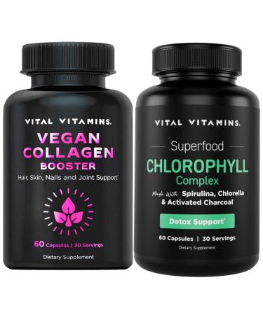 Vital Vitamins Vegan Collagen Booster + Chlorophyll Complex Capsules
