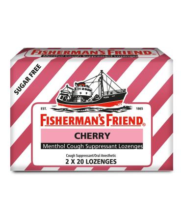 Fisherman's Friend Sugar Free Cherry Menthol Cough Drops, Cough Suppressant Lozenges, 40 Count