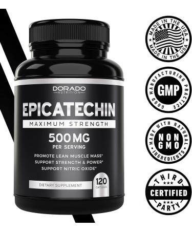 Epicatechin Extract 500mg - 120 Capsules - Lean Muscle Support - Nitric Oxide Booster - Myostatin Inhibitor - Vegan & Non-GMO - 120 Count - Buy Online on GoSupps.com