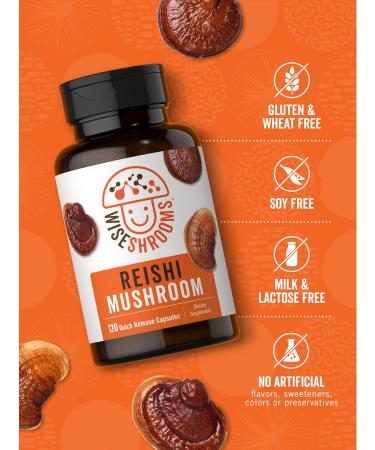 Carlyle Reishi Mushroom Capsules Extract | 120 Count | Non-GMO & Gluten Free Supplement | by Wiseshrooms - Buy Online on GoSupps.com