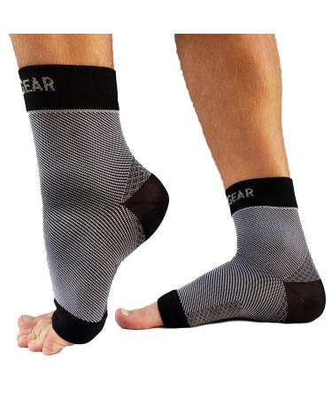 RiptGear Plantar Fasciitis Socks for Women and Men - Ankle Brace with Arch Support - Ankle Compression Sleeve to Reduce Swelling for Foot Pain Relief - (Large) (Black) Large (1 Pair)