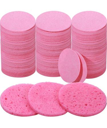 300 Count Compressed Facial Sponges Natural Face Sponges for Cleansing Facial Cleansing Sponges Pads Exfoliating Sponges for Cleansing (Pink)
