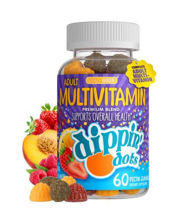 Dippin' Dots - Multivitamin Gummies for Adults - Gummy Vitamins with Vitamin A B6 C D3 E & Folic Acid - Vegetarian Non-GMO Gluten-Free (60 Count) 60 Count (Pack of 1)