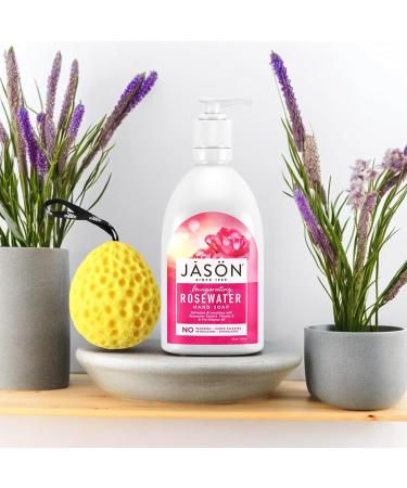 Buy Invigorating Rosewater Hand Soap 16 Oz - Moisturizing & Eco-Friendly Bundle with Bath Sponge | Vitamin E & B5 | Non-Toxic | Pack of 4 - Buy Online on GoSupps.com