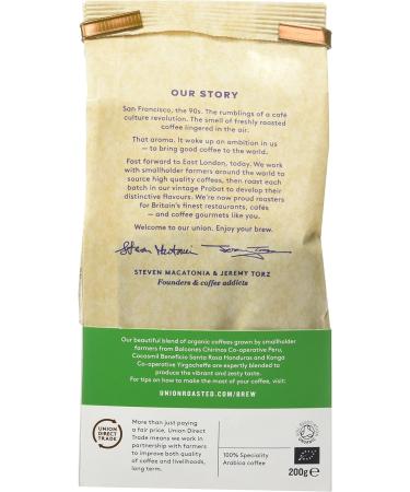 Union Hand Roasted Coffee Organic Wholebean 200g - Buy Online on GoSupps.com