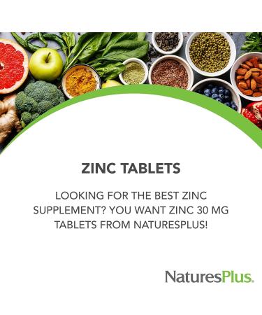 NaturesPlus Zinc Tablets 30mg - 90 Vegetarian Tablets | Immune System Support & Cellular Repair | Digestion, Metabolism & Vision | Gluten-Free - Buy Online on GoSupps.com